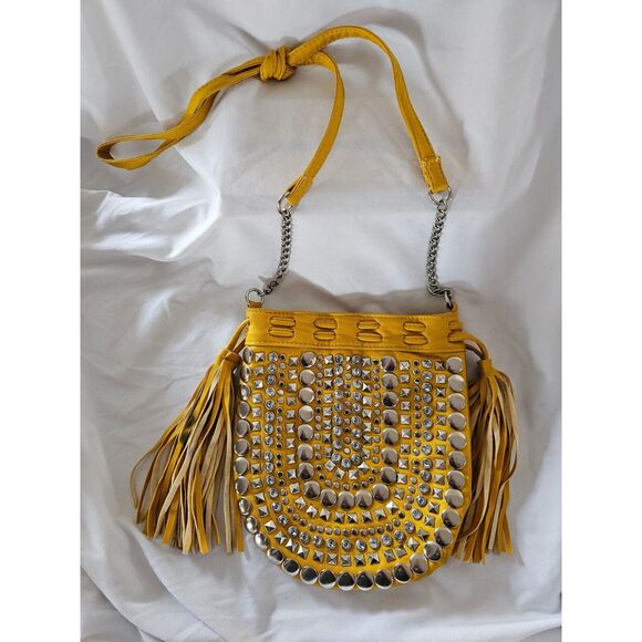 Boho Hippy Festival Summer Retro 70s Style Fashion Studded Fringed Crossbody Bag - Picture 1 of 6